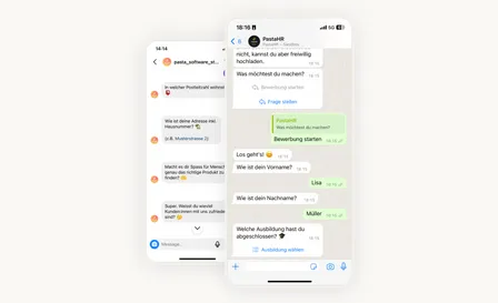 Zwei Smartphones mit einer Chat-Bewerbung über WhatsApp